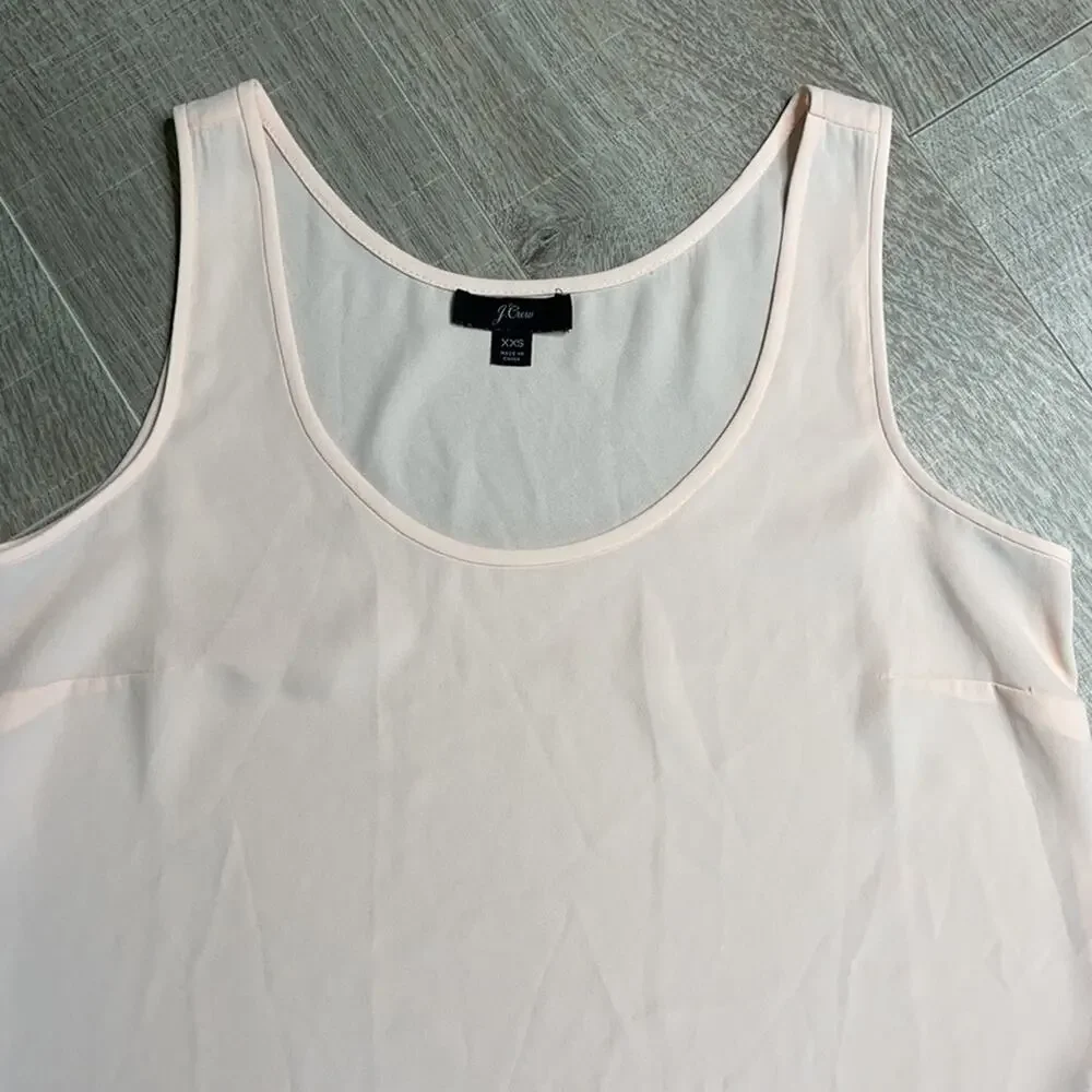 J CREW Women's Blush Pink Semi Sheer Scoop Neck Tank Top
